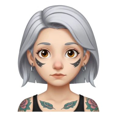 white-gray haired heavy tattooed big nose young girl sticker