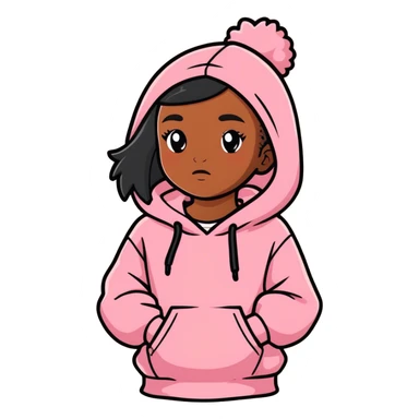 Brown girl in pink palm puff hoodie  sticker