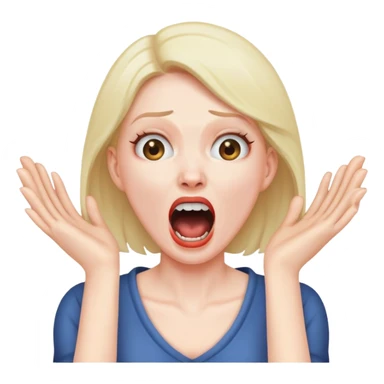 Woman with hands around her neck and screaming sticker