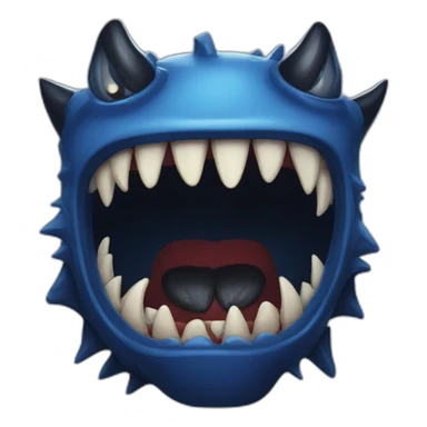 sharp teeth dark blue monster with big black eyes sticker