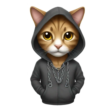 Cat with a chain and hoodie  sticker