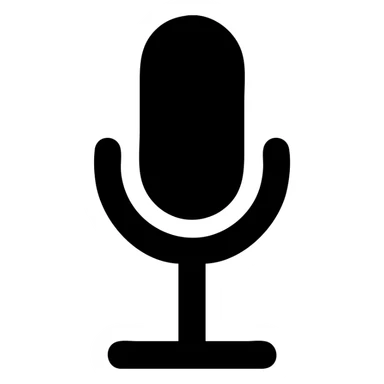 A microphone in a black filled icon style, with a stand. sticker