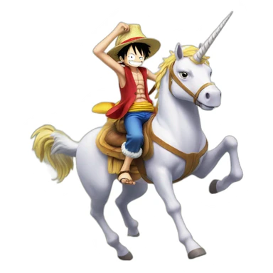 luffy from one piece ridding a unicorn sticker