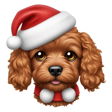 ruby red toy cavoodle with a santa hat on sticker