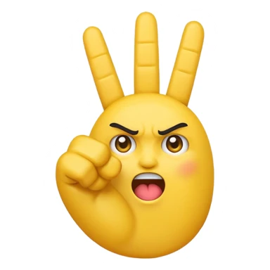 A emoji like 😂 with a middle finger and a hand pointing at us sticker