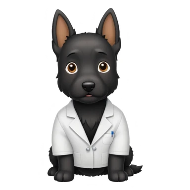 Black Scottie dog dressed as a scientist in lab coat sticker