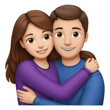 "Man with short brown hair and fair skin, hugging a woman with long brown hair and fair skin, both smiling."
 sticker