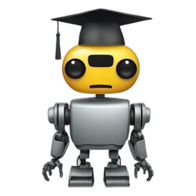 the robot in the graduate's hat sticker