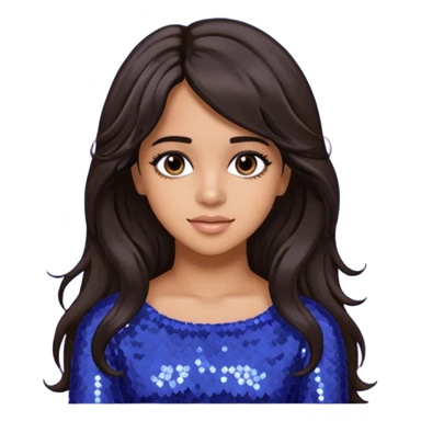 Camila Cabello from Fifth Harmony with long dark brown hair, periwinkle sequin outfit sticker