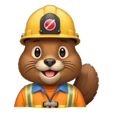beaver  wearing a hard hat emojis funny sticker