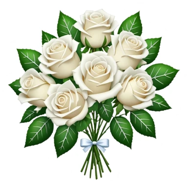 A bouquet of white roses, adorned with Christmas snowflakes sticker