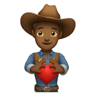cowboy making love heart hands sticker