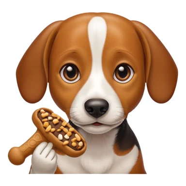 beagle dachshund mix with a treat sticker