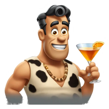 Fred flintstone holding a martini sticker