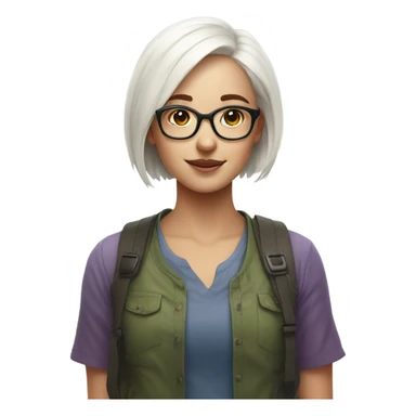 girl in glasses rainbow portrait white short hair sticker