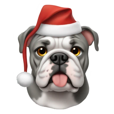 grey bulldog in christmas hat sticker