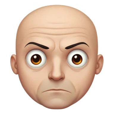 Steven Miller, bald, very grim and stern expression sticker