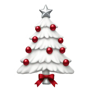 White Christmas tree with silver ribbon and dark red bows sticker