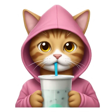 Cat wearing a hoodie drinking boba sticker