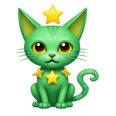 A Green Cat Alien with a yellow star sticker