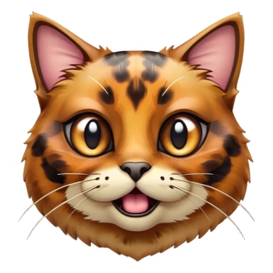 Cinematic Comical Tortoiseshell Cat Portrait Emoji, Head cocked dramatically with an over-the-top shocked expression, featuring a rich mottled fur of browns and blacks and wide, comically animated eyes full of playful disbelief, simplified yet hilariously detailed, glowing with a bold, sassy radiance, high shine, exuding a mischievous and spirited charm, styled with a soft glowing outline, capturing the essence of a tortoiseshell cat that appears ready to burst into comical antics! sticker