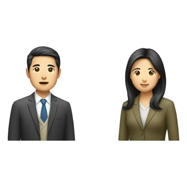 two asian people in discussion sticker