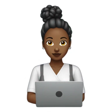 A black woman with space buns behind a computer screen, working in the field of technology sticker