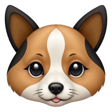 Dog face with black, white and tan. Black on top, around eyes and down side of nose. Tan eyebrows and white on the rest of the nose and a small triangular strip up between the eyes. Pointy black ears. Shepard and husky like sticker