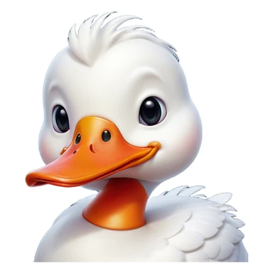 Cinematic Comical White Duck Portrait Emoji, Head tilted dramatically with an exaggeratedly amused expression, featuring a striking, glossy white plumage with a quirky red bill, wide, expressive eyes filled with playful disbelief, Simplified yet hilariously expressive features, highly detailed, glowing with a slightly sassy glow, high shine, dramatic yet playful, stylized with an air of cheeky mischief, bright and endearing, soft glowing outline, capturing the essence of a spirited and over-the-top duck, so meme-worthy it feels like it could quack its way into internet fame instantly! sticker