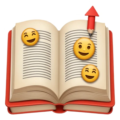 A minimalist emoji-style icon representing wordplay — symbolizing creativity with language. It features an open book or speech bubble merging with playful letters or word fragments, forming a clever visual pun. sticker