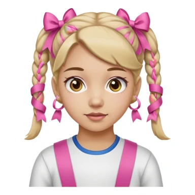 a bay girl with two ponytails and pink ribbons sticker