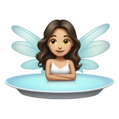Brunette girl with fairy wings on top of platter sticker