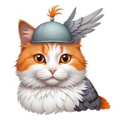A cat with a pigeon on its head sticker
