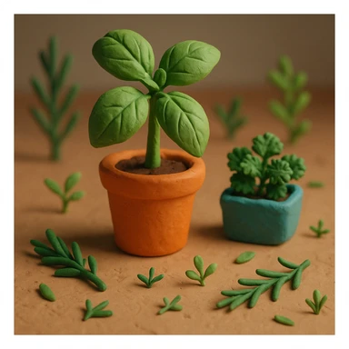 herbs, claymation style sticker