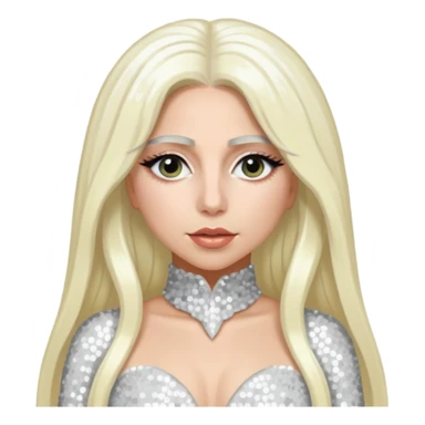 Lady Gaga with long platinum blonde hair, white sequin outfit sticker