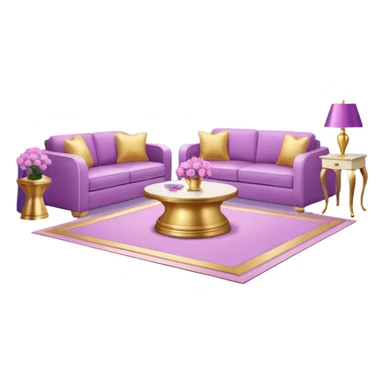 luxury studio apartment with pink, gold and lilac decorations sticker
