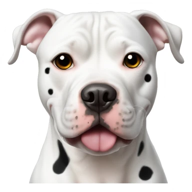 White pit bull with black spot with around one eye  sticker