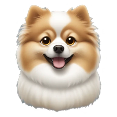 The dog is a white Pomeranian with a brown stripe on his forehead sticker