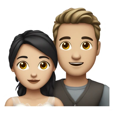 Young married couple , both are a bit chubby and they have white skin and black hair sticker