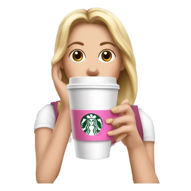 white female hand with pink nails clutching white iced star bucks coffee sticker