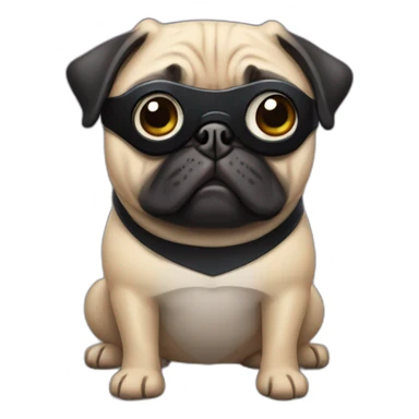 A pug wearing a batman mask sticker