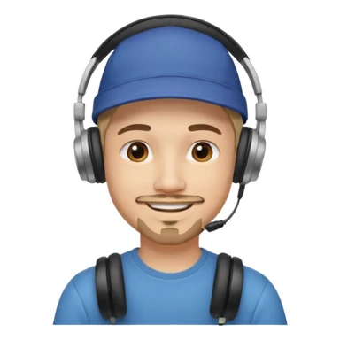 Only the head of a young guy smiling with headphones in his ears and a cap on his head turned back. sticker