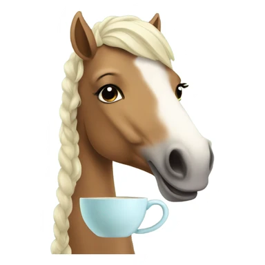a girly horse holding a cup of tea  sticker