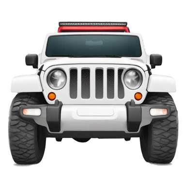White Jeep Wrangler Rubicon with white roof and red rims  sticker