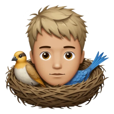 Man who has a Birds Nest haircut sticker