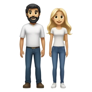 White Family of dad with black hair and beard, mom with light brown long hair, and daughter with medium dark blonde hair   sticker