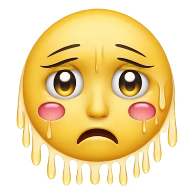 yellow face emoji with long lashes, crying sticker