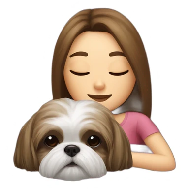 Shih tzu dog and human woman sleeping on couch sticker