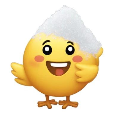 Happy chickrn with a pile of salt sticker
