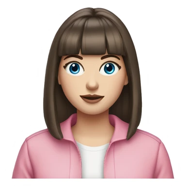 Beautiful Brunette blue eyed white girl with bangs pink outfit with a cbd blunt in her hand  sticker